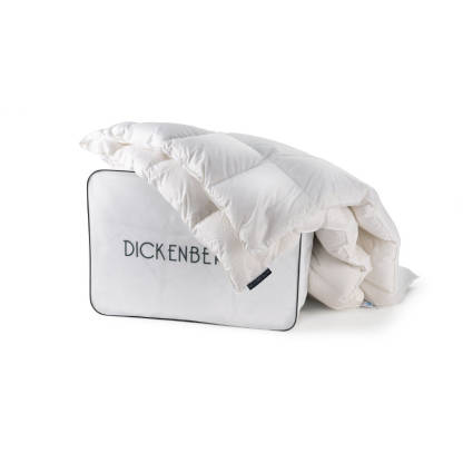 Een Dickenbergh dekbed liggend op een Dickenbergh tas